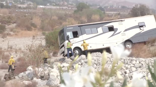 Crews Work to Pull Crashed RV from Santa Clara Riverbed, 1 Fatality Reported