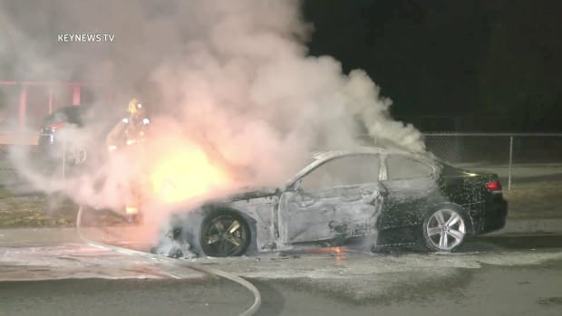 Firefighters Extinguish BMW Fire in Sylmar