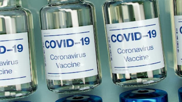 Several jars of Covid-19 vaccines.