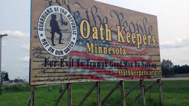 Oath Keepers-Billboard, Pine River, Minnesota, July 2015
