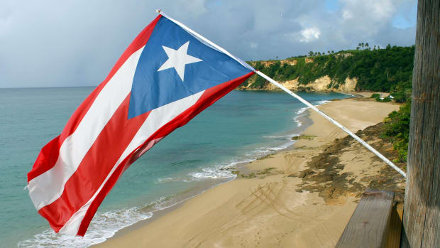 Puerto Rico flag blowing in the wind