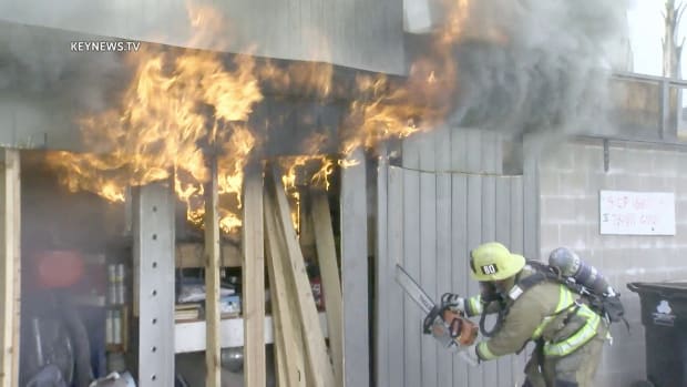 LAFD Firefighters Extinguish Studio City Garage Fire