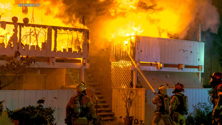 Firefighters Battle Burning Ventura Apartment Fully Engulfed in Flames