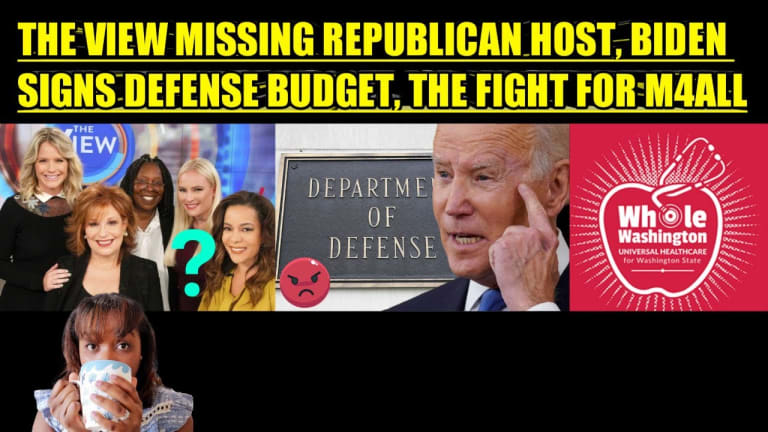 THE VIEW MISSING REPUBLICAN HOST, BIDEN SIGNS DEFENSE BUDGET, THE FIGHT FOR M4ALL