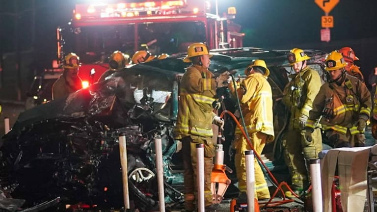 Driver Extricated in Single Vehicle Crash on Mulholland Drive