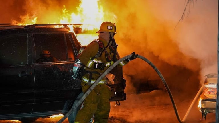 Early Morning Car Port Blaze Damages Vehicles in Panorama City