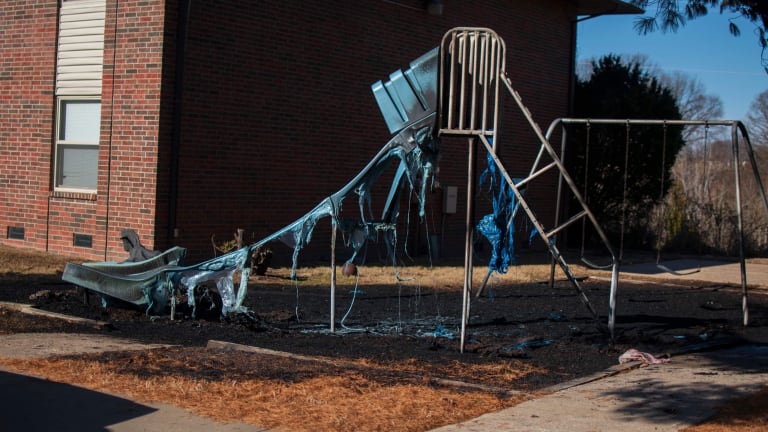 Playground Equipment at an Apartment Complex Catches Fire 