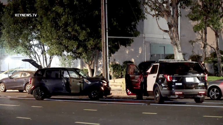 Sedan Collides into Parked LAPD Patrol Vehicle Injuring 2 Officers