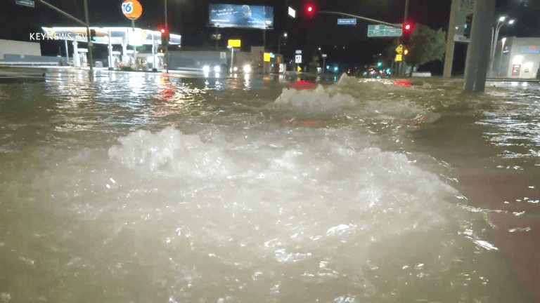 Water Main Break Floods Sherman Oaks Intersection