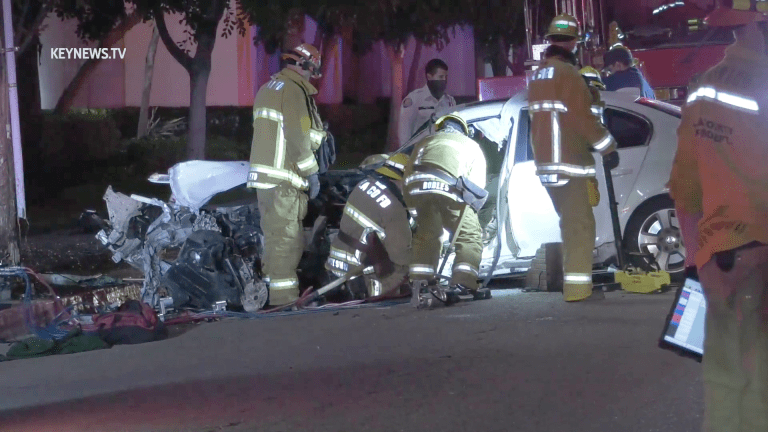 Man Trapped After Solo Vehicle Traffic Collision in El Monte 