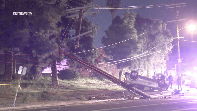 Glassell Park Vehicle Rollover Collision Shears Power Pole in Two
