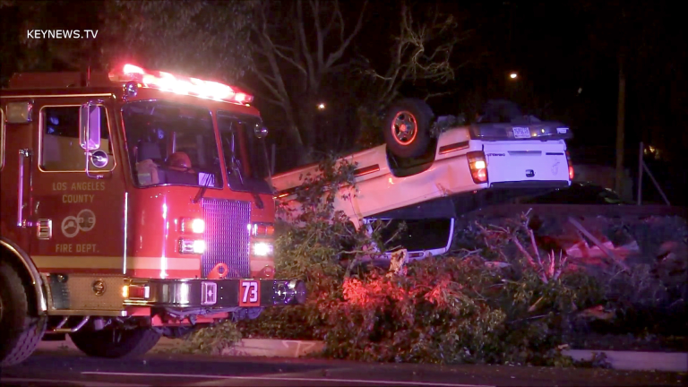 Newhall Pursuit Ends in Overturned Vehicle