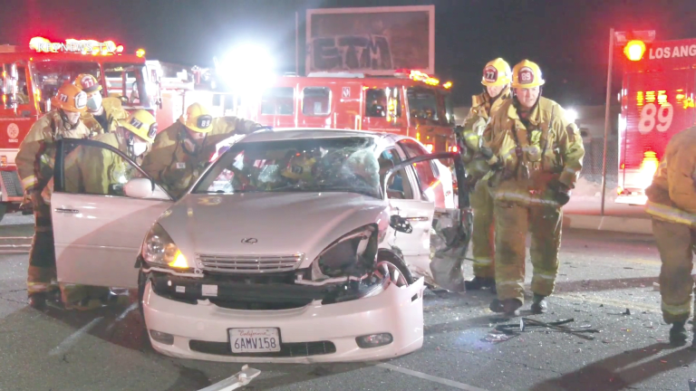 LAFD Extricated Trapped Female Victim in Sun Valley 2-Vehicle Collision 