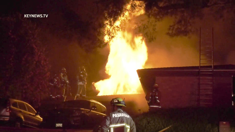 Pasadena Firefighters Battle Blazing House Fire, Senior Woman Injured