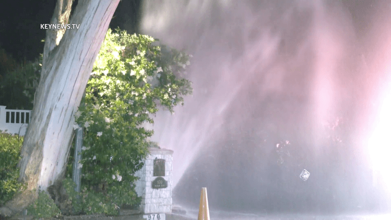 Broken Pipe Gushes Water onto Residential Bel Air Street