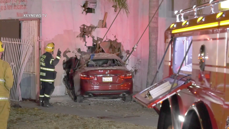 Mother and 2 Daughters Uninjured After Single Vehicle High-Speed Crash into Building
