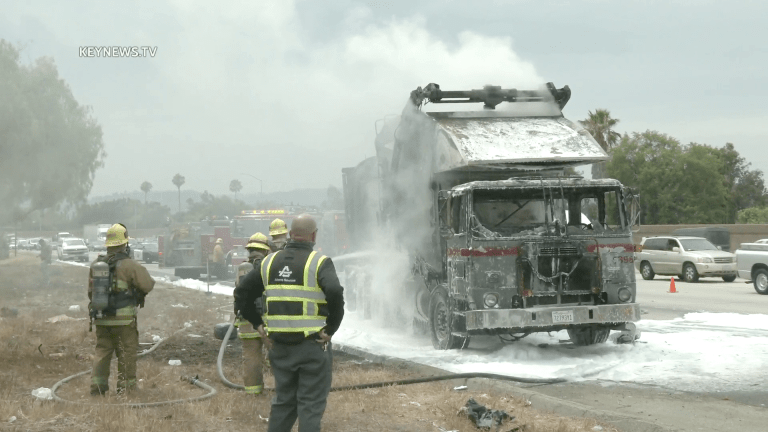 Trash Truck Fire on 170 Freeway