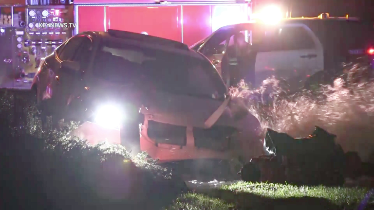 Driver in Custody After Crashing into Fire Hydrant in Newhall