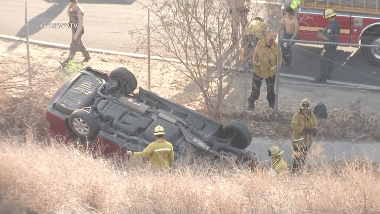 Vehicle Veers off Roadway in Santa Clarita, Down Embankment Trapping Driver