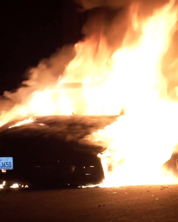 BMW Engulfed in Flames in Sylmar