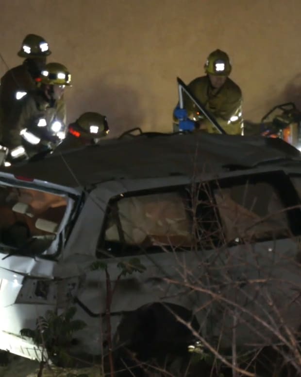 2 Trapped After Landing in Backyard off 118 Freeway