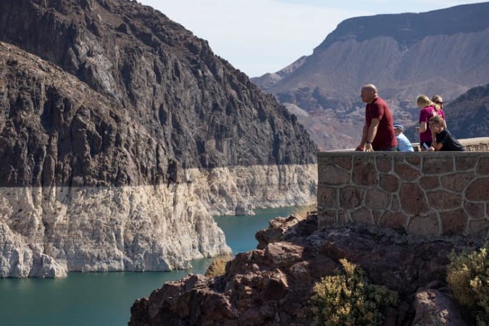 Lake Mead’s ‘bathtub ring’ shows how far the giant reservoir on the Colorado River had dropped by mid-2021.