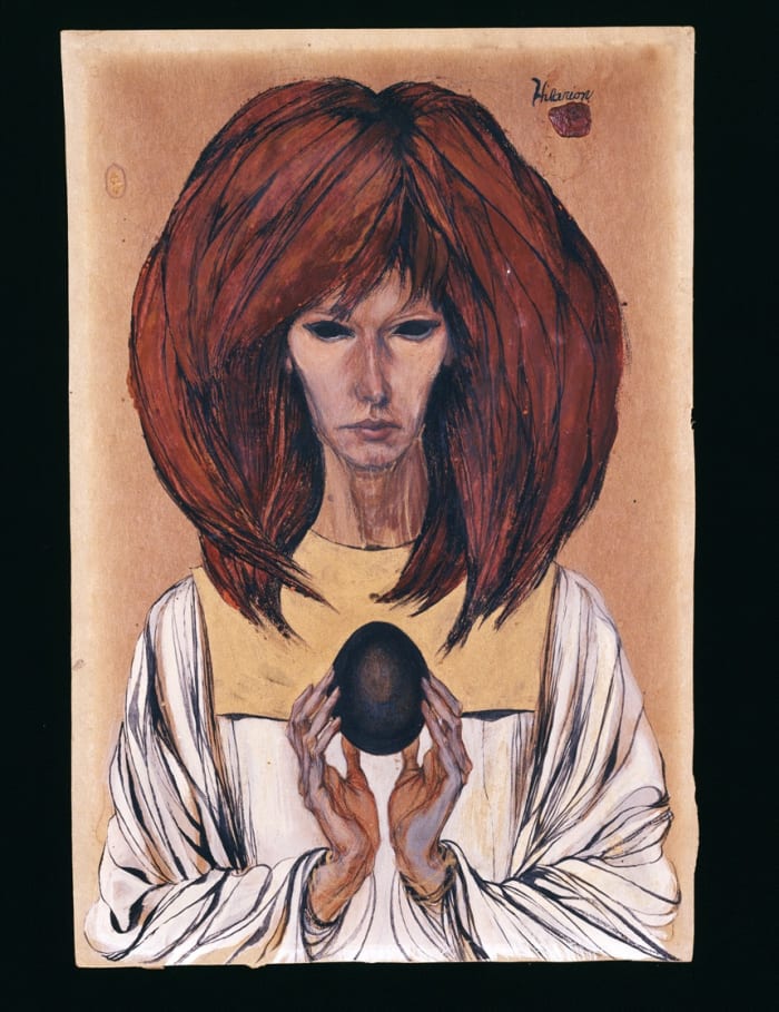 Cameron, Black Egg, n.d., Paint on cardboard, 11 x 8 inches. Courtesy of the Cameron Parsons Foundation, Santa Monica