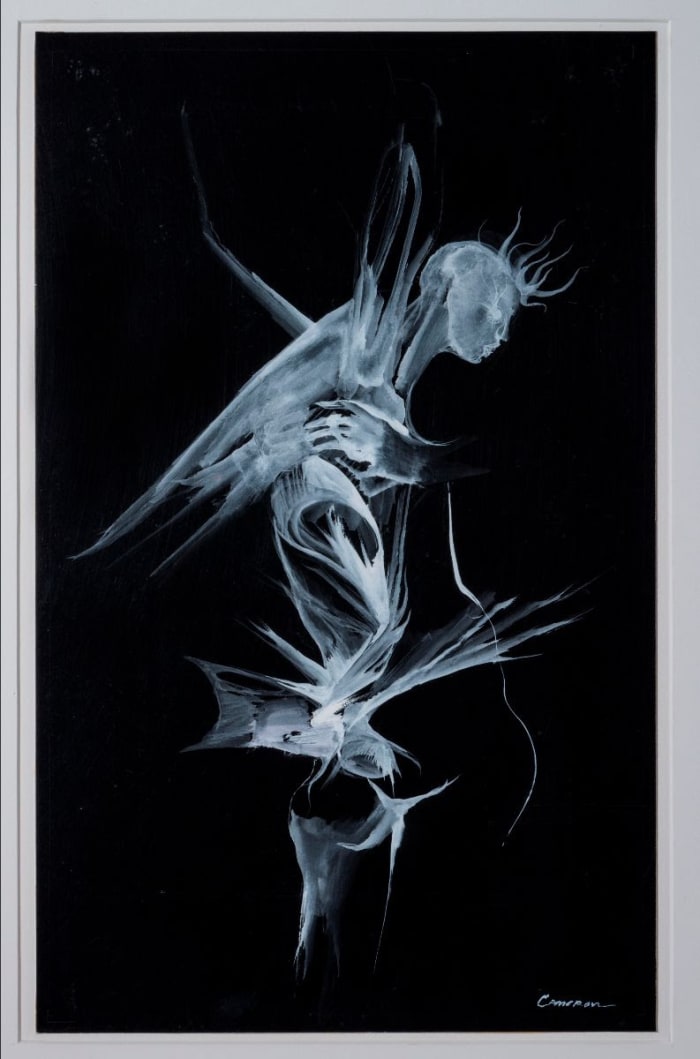 Cameron, Fossil, 1958. White ink on paper, 18 3/8 inches x 11 1⁄2 inches. Courtesy of the Cameron Parsons Foundation, Santa Monica. Photo Credit: Alan Shaffer