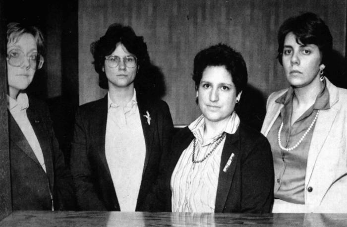 Four of five women who claim to be mothers of six children taken into custody nearly two weeks ago are shown in a Tallahassee law office on Saturday. From left to right, they are Kristin Knauth, Judy Evans, Paula Arico and Carolyn Said. They say they want their children back and want to put the episode behind them.