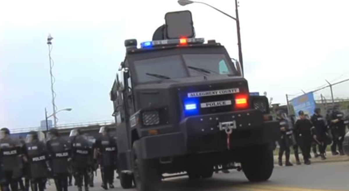 Lenco BearCat armored personnel carrier with LRAD sound cannon