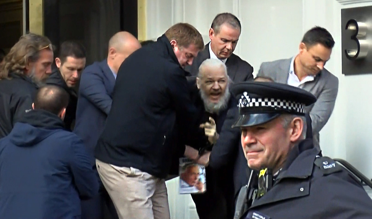 Julian Assange is dragged from the Ecuadorian Embassy in London in 2019