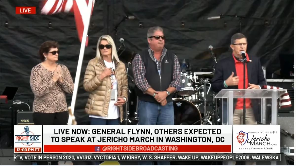 Mike Flynn speaks at the “Jericho March” on December 12, 2020