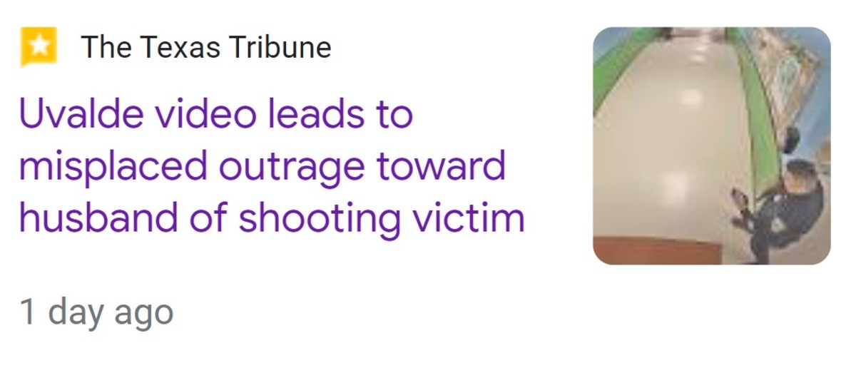 Title Published by Texas Tribune defending Uvalde cop Ruben Ruiz, who couldn't muster up enough courage to confront the gunman, even though his wife was trapped inside with the shooter. 