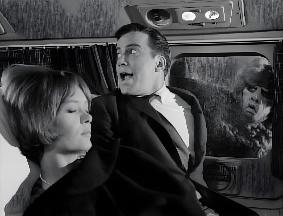 William Shatner in the Twilight Zone episode "Nightmare at 20,000 Feet" (1963)